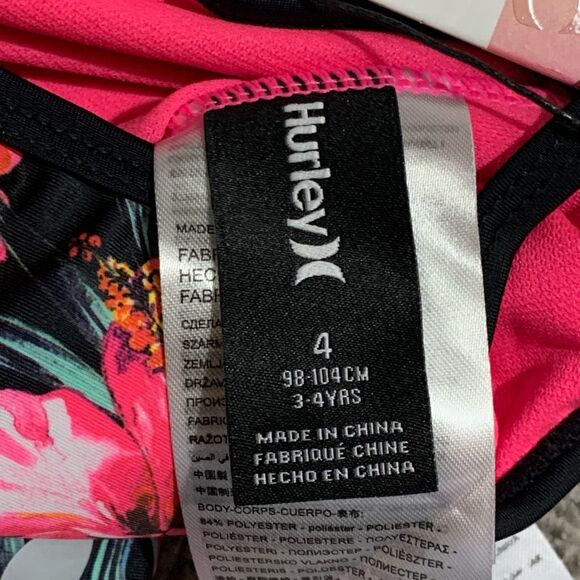 Hurley Girl's UPF‎ 50+ One-Piece Quick Dry Swimsuit Size 4 New with Tags Beach - Picture 3 of 8